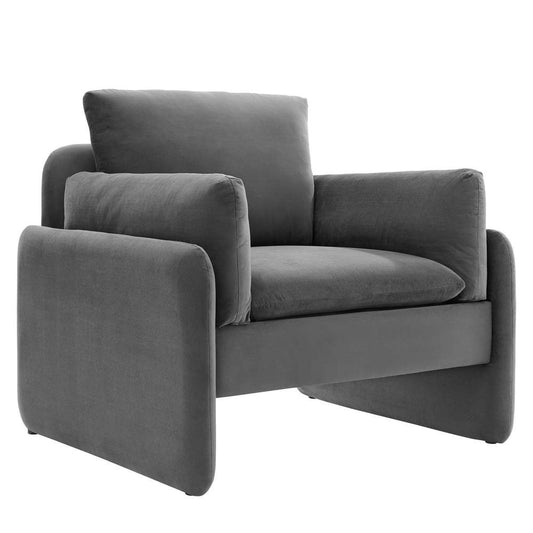 Indicate Performance Velvet Armchair - Charcoal EEI-5152-CHA - The Room Store