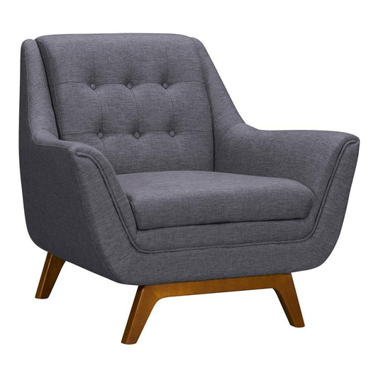 Janson Mid-Century Sofa Chair in Champagne Wood Finish and Dark Grey Fabric - The Room Store