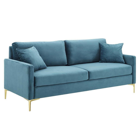 Juliana Performance Velvet Sofa - Sea Blue EEI-4447-SEA - The Room Store