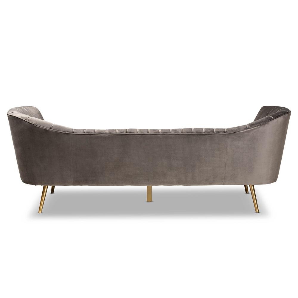 Kailyn Glam and Luxe Grey Velvet Fabric Upholstered and Gold Finished Sofa - The Room Store