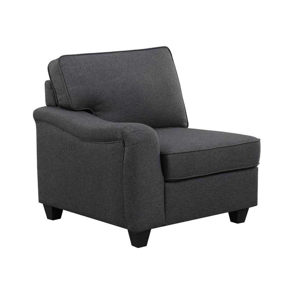 Leo Dark Gray Linen 5 Seater Sofa and Ottoman - The Room Store