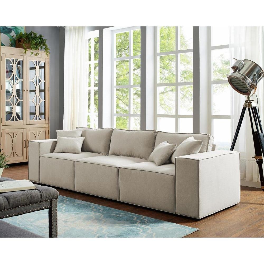 LILOLA Annabel Sofa in Beige Linen - The Room Store