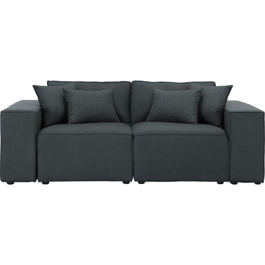 LILOLA Elson Loveseat in Dark Gray Linen - The Room Store