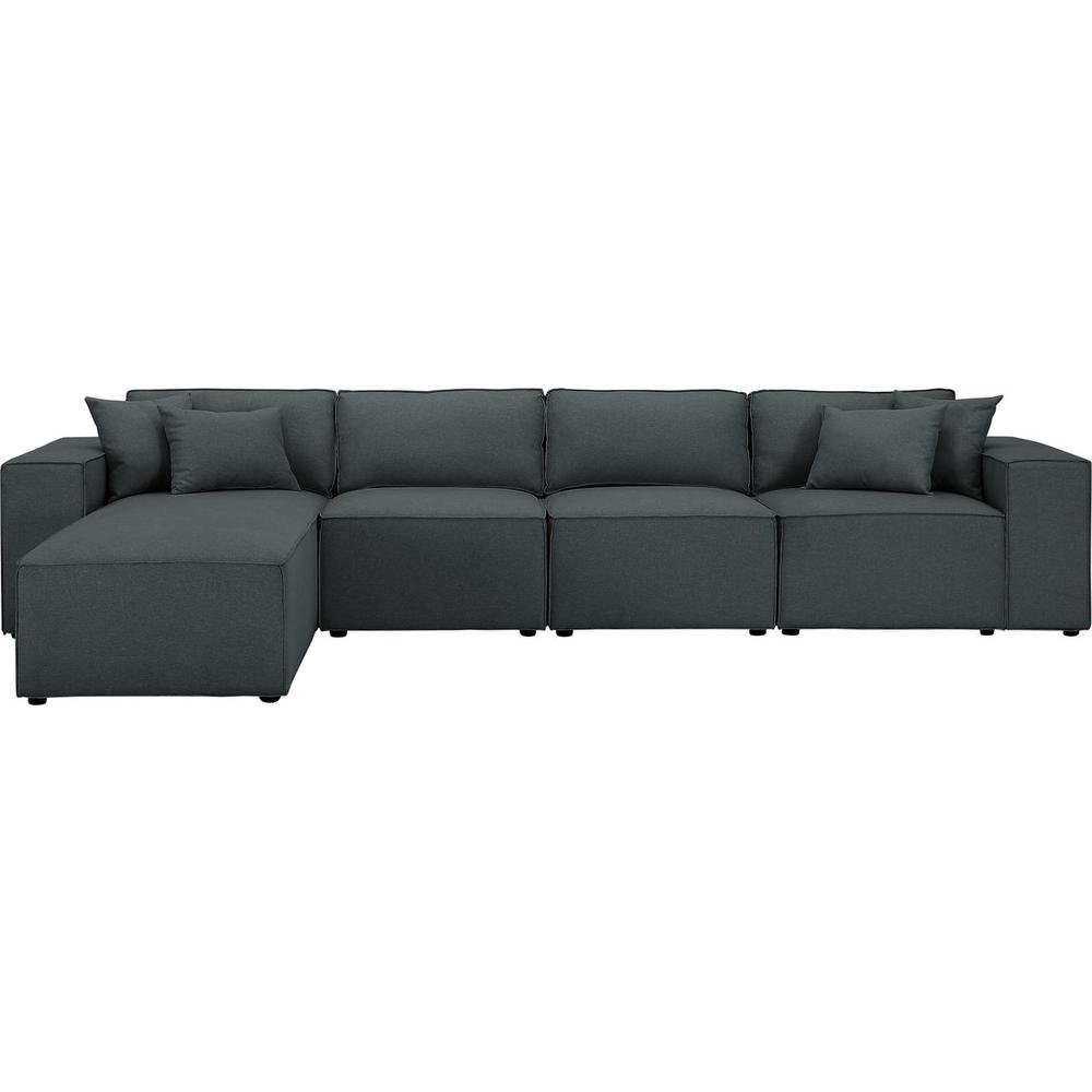 LILOLA Ermont Sofa with Reversible Chaise in Dark Gray Linen - The Room Store